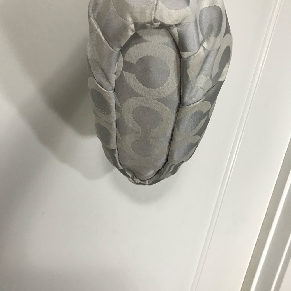 Coach Madison Sophia Op Art Gray Sateen Satchel with Python-Embossed Trim EUC - Picture 4 of 7